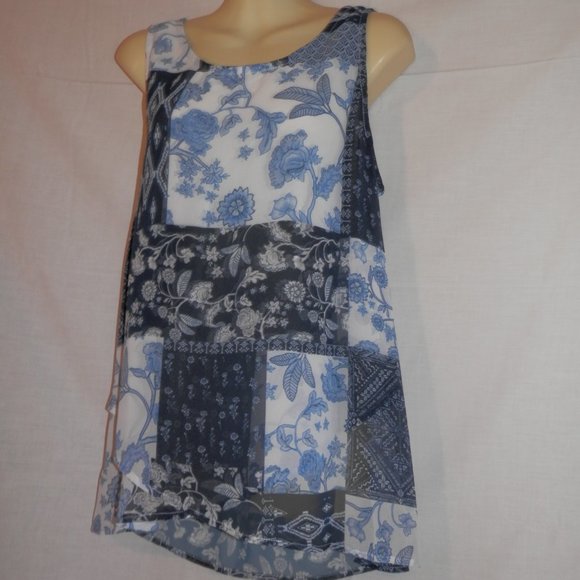 Roper L Womens Blue Polyester Patchwork Print Tank Top Western Cowgirl I053 - Picture 7 of 8